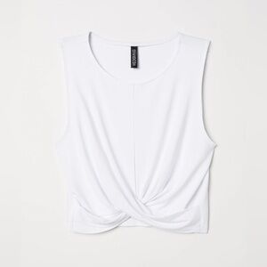 H&M Divided White Sleeveless Crop Tie Front Tank Top